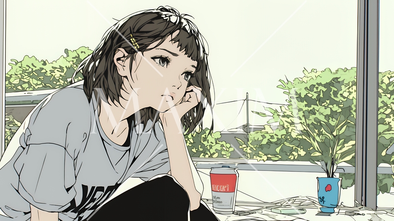 ため息をついている若い女性