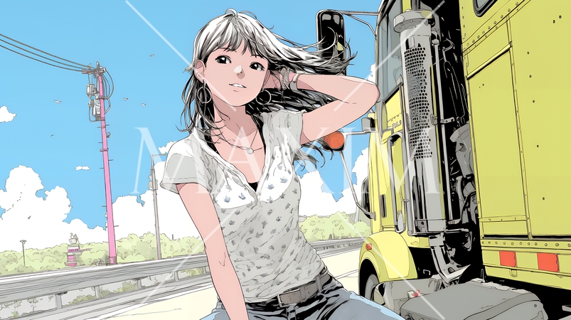 若い女性トレーラードライバー