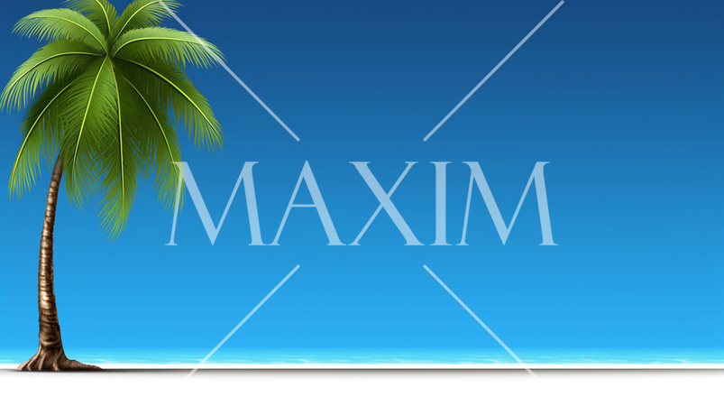 やしの木と海岸と海と青空がきれいな南国のリゾート地