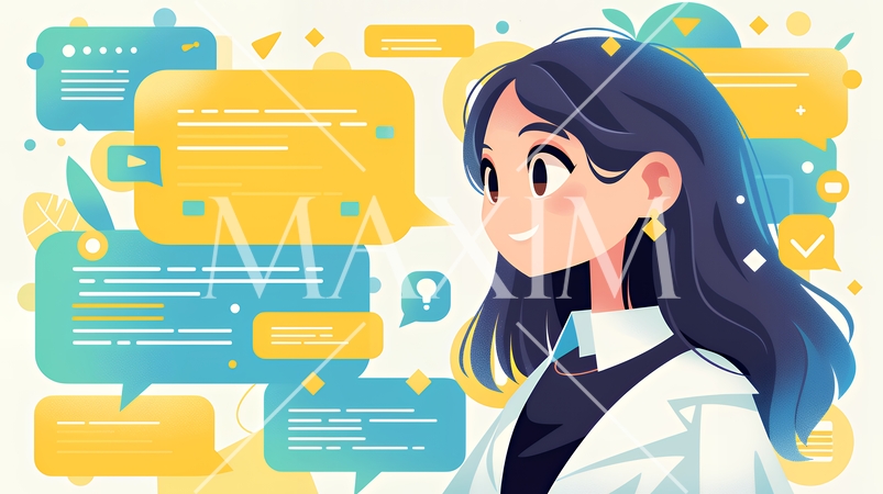 同時に多くの質問に返答をしている女性