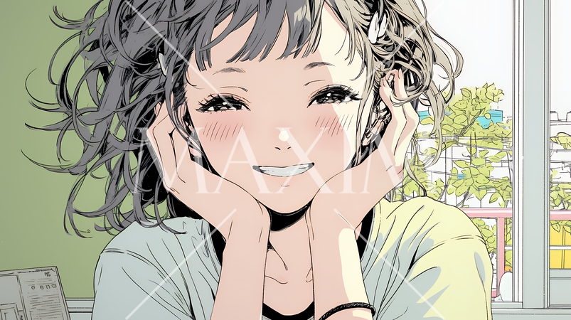 「うふふ」と微笑んでいる若い女性