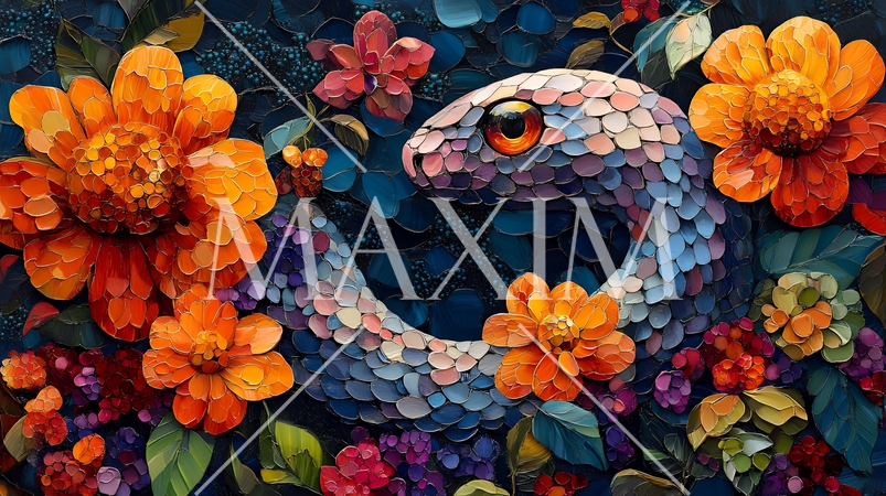 モザイク調描写のヘビ