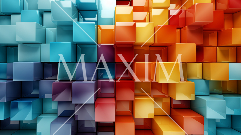 色とりどりのプラスチックブロックで構成されたジオメトリックな背景