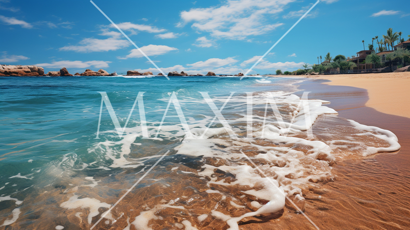 南国の海岸と青い海と青い空