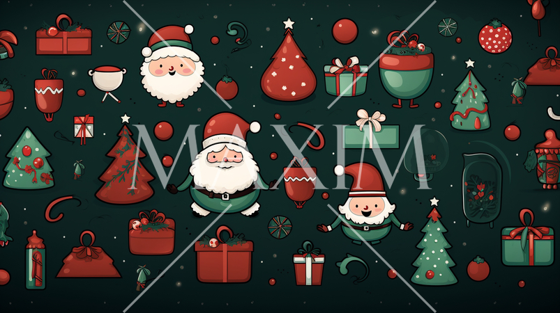 クリスマス関連の連続絵柄の背景図案