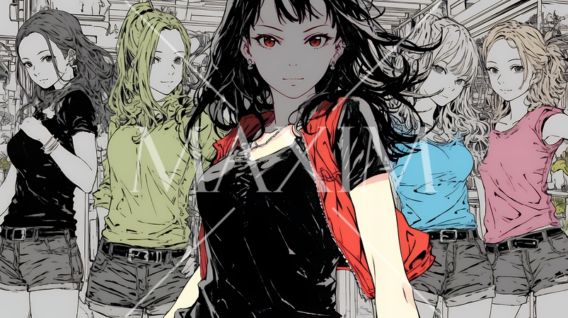 親しい女友達が決めポーズで写真撮影。