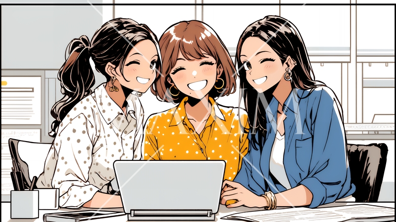 企業内グループミーティングをしている女性たち