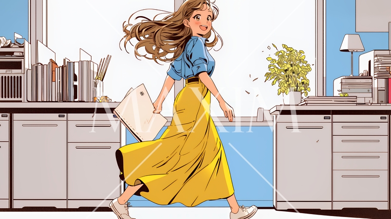 定時退社で帰宅を喜ぶ会社員｜ワークライフバランスと働き方改革のビジネスイメージ