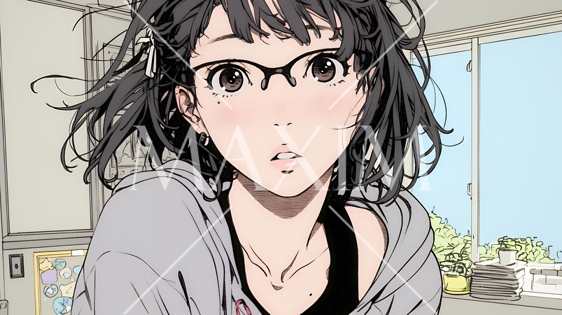 驚愕して息を呑み、目を見開いたまま口をぽかんとする若い女性