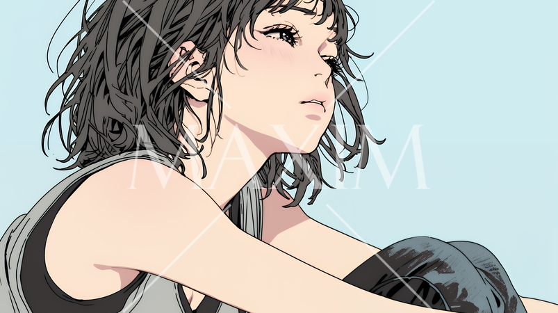 ため息をつく若い女性