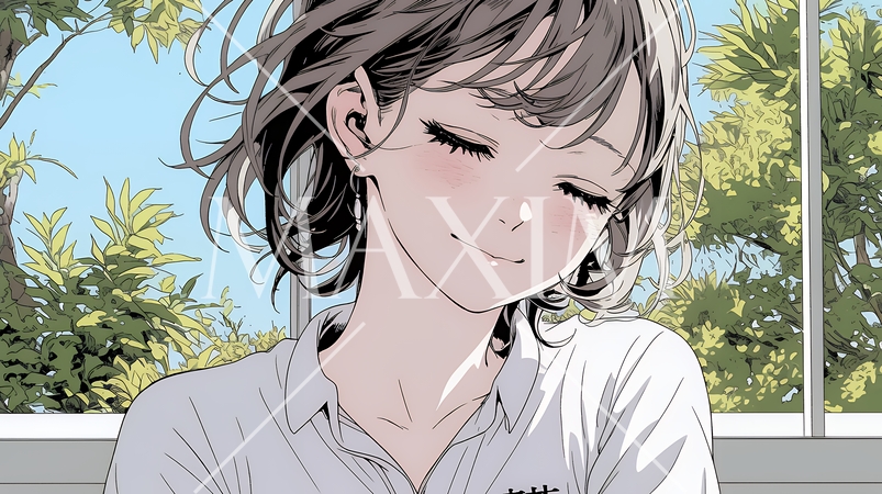 「うふふ」と微笑んでいる若い女性