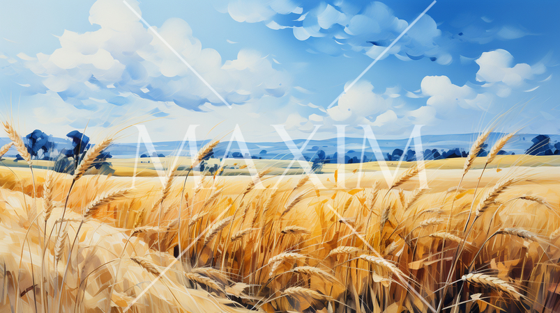 ウクライナの国旗にもなっている原風景：広大な小麦畑の上に青い空が広がっている