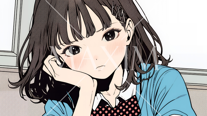 「つまんないの」と不貞腐れている制服を着た女子高生