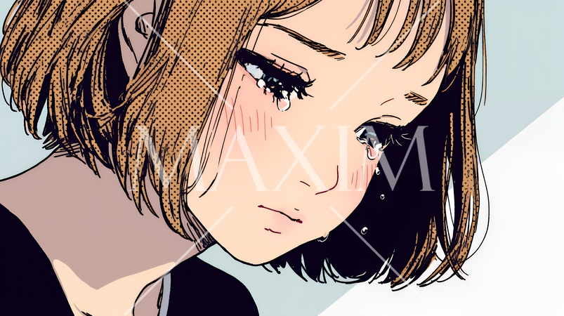 涙ぐむ若い女性