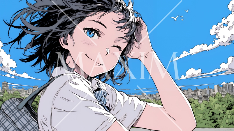 ウィンクしている女性：