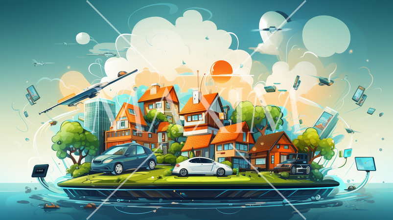 インターネット・オブ・シングス（IoT）：デバイス同士が連携、スマートホームや自動運転車。