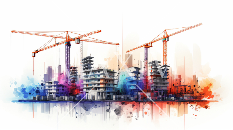 都心のビル建設現場、プロジェクト管理。