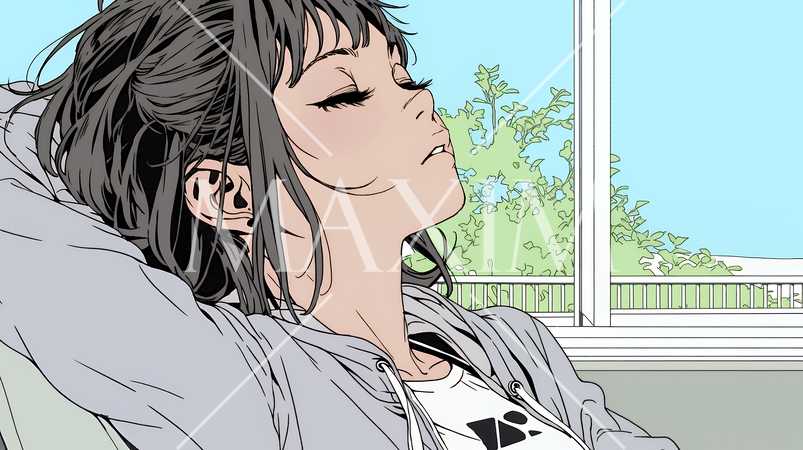 ため息をつく若い女性