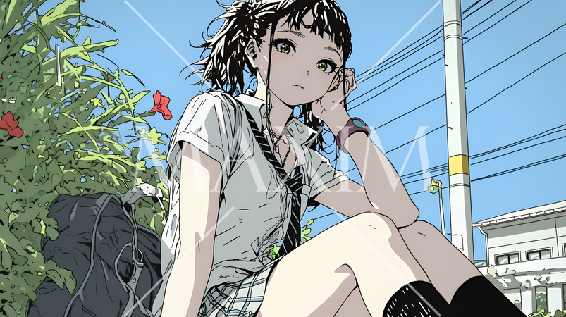 制服姿の女子高生：通学