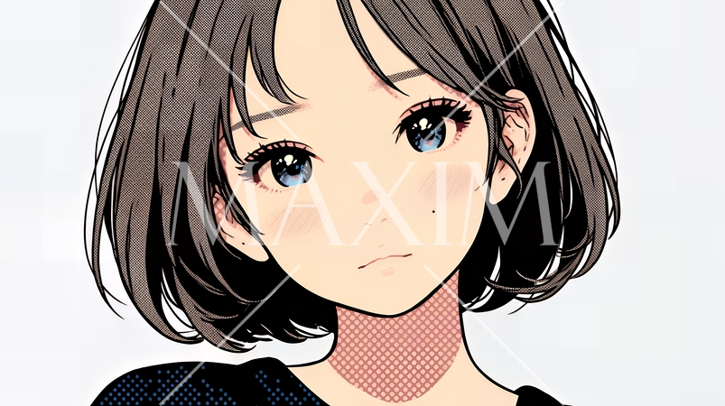 お茶目な（生意気な表情をした遊び心のある）若い女性