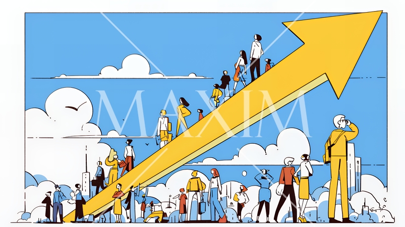上昇グラフで会社の成長を表すビジネスチーム｜企業発展と成功のビジネスコンセプト