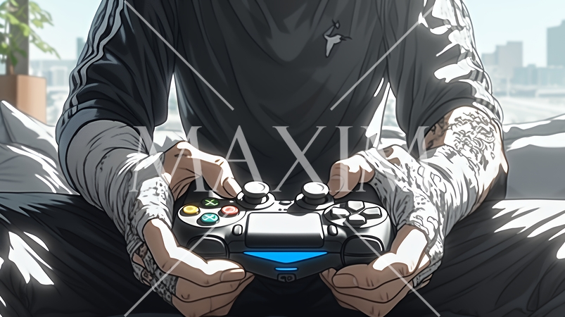 ゲームに集中する男性の手元｜コントローラーを握る若い男性のライフスタイルイメージ