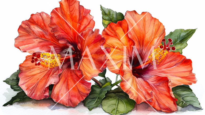 ハイビスカスの水彩画