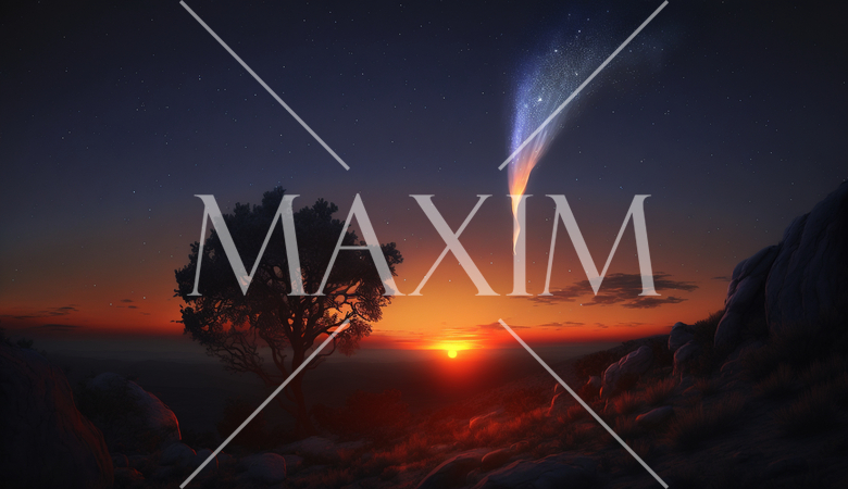 日没の彗星・想像絵