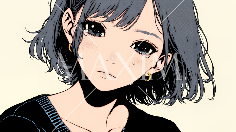 涙ぐむ若い女性