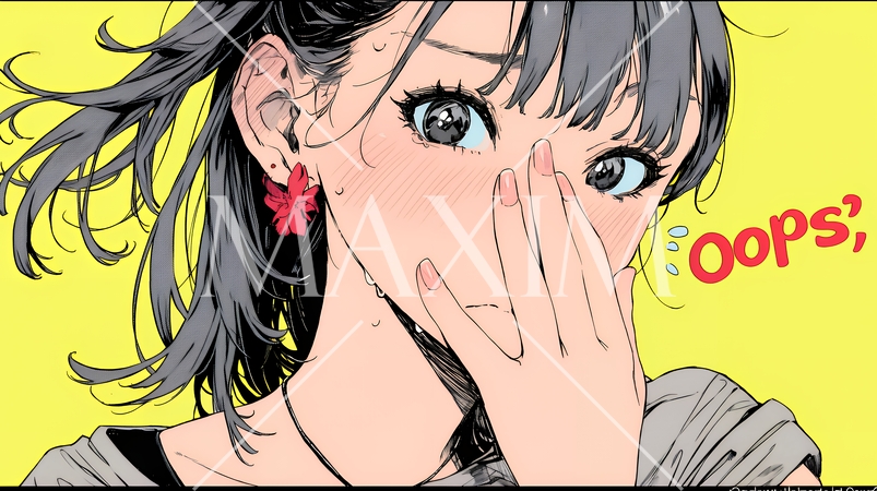 失言をして恥ずかしくて思わず口を手で覆っている若い女性