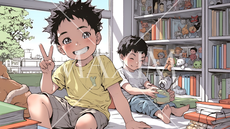 友達と遊んでいる幼い子供たち