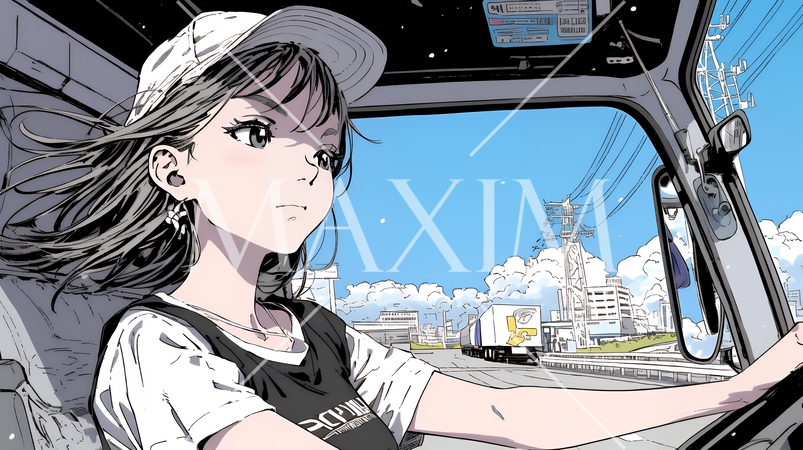 若い女性トレーラードライバー