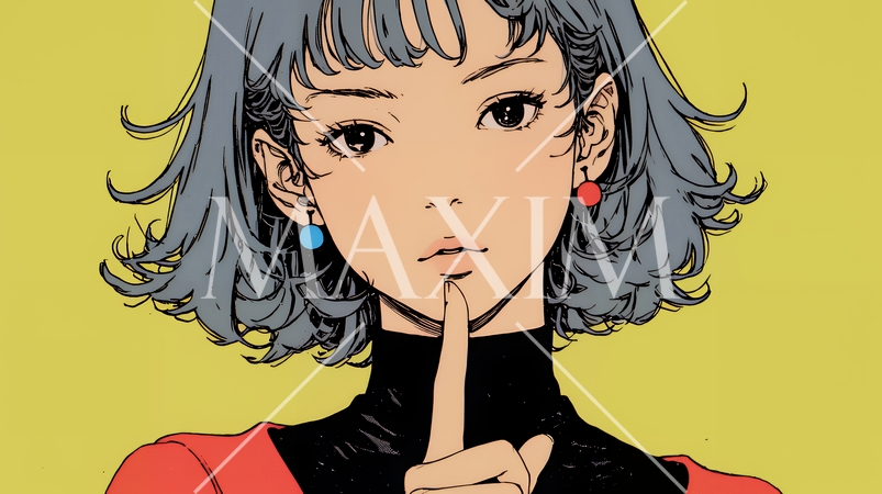 指を唇に当てて「シーShh」というジェスチャーをしている女性