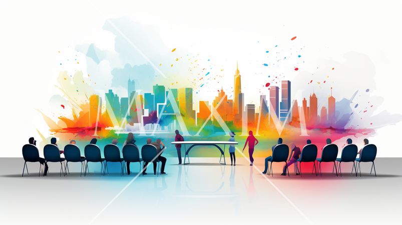 カンファレンスとイベント：業界カンファレンス、セミナー、トレードショー、展示会。