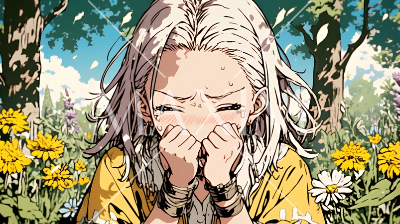 くしゃみをした若い女性