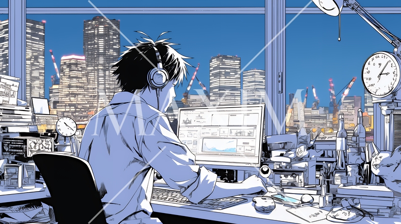 夜遅くまで残業するビジネスマン｜疲れた表情でパソコン作業をする会社員のビジネスイメージ