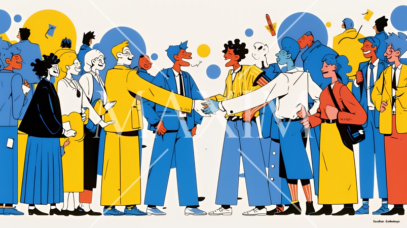 ダイバーシティ＆インクルージョンのビジネスコンセプト｜多様性と平等を表す企業PRイラスト