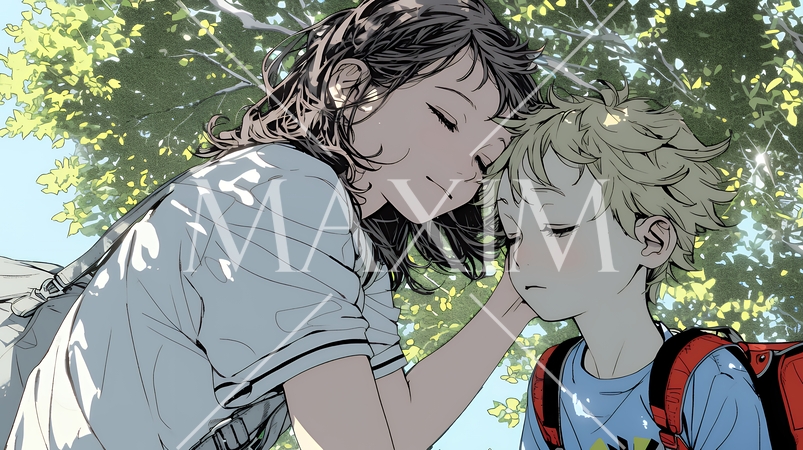 幼い我が子の悩みの相談にのっている母親