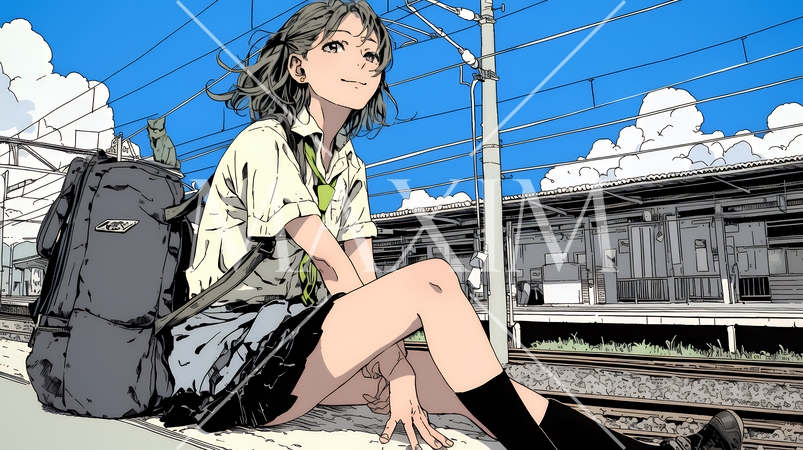 電車で通学している女子高生