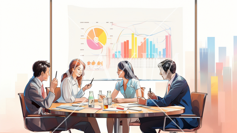 課や部のチーム会議を開いている様子