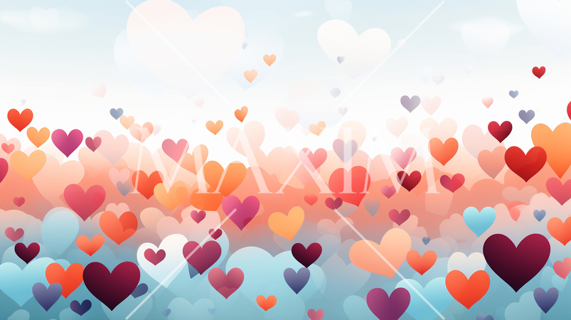 ハートがいっぱいのコピースペースのある背景画像