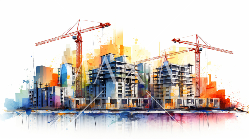 都心のビル建設現場、プロジェクト管理。