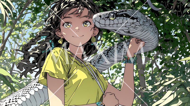 年賀状用のポップなヘビのイラスト