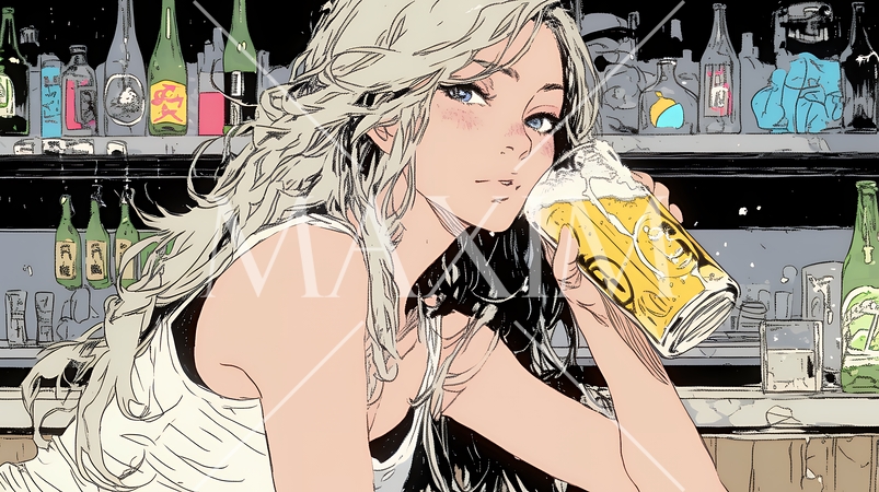 ビールを飲んでいる女性