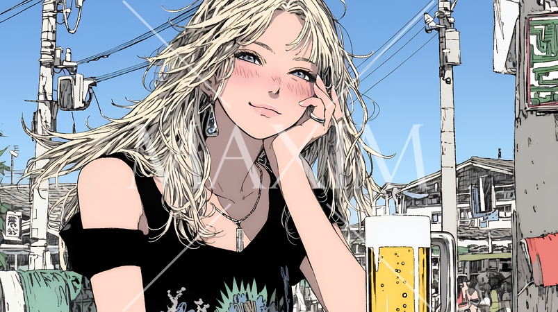 ビールを飲んでいる女性