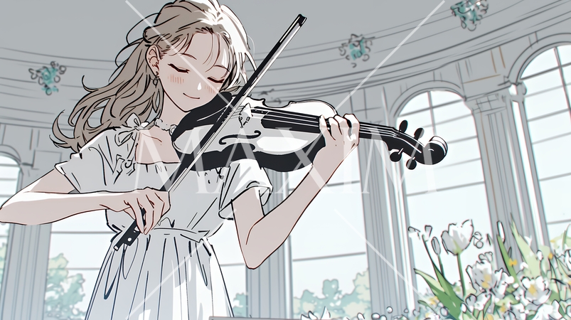 バイオリンを弾いている女性