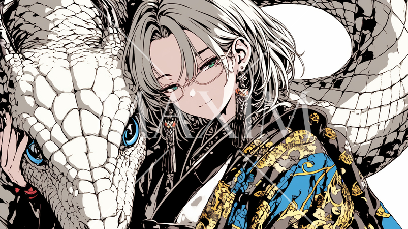 大蛇：若い女性とお友達