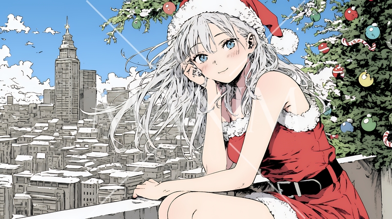 女性のサンタクロース（サンタのコスプレイヤー）