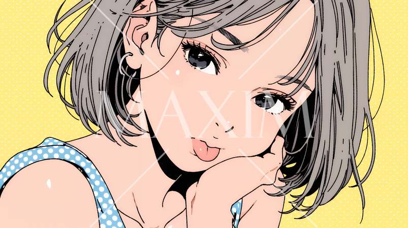 舌をちょっと出して（てへぺろ風）おどけている若い女性