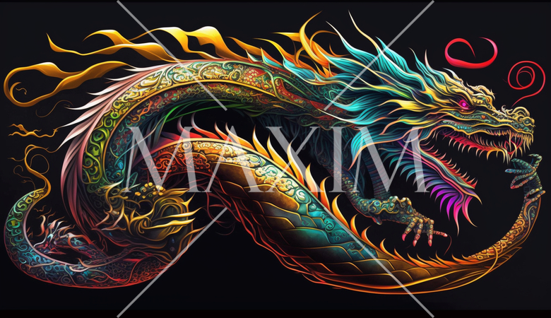 龍のカラフルなラインアート